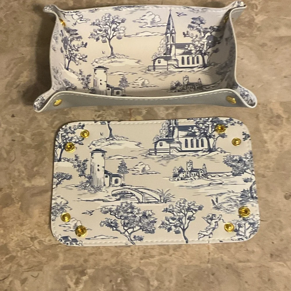 Blue and White Toile Patterned Valet Tray